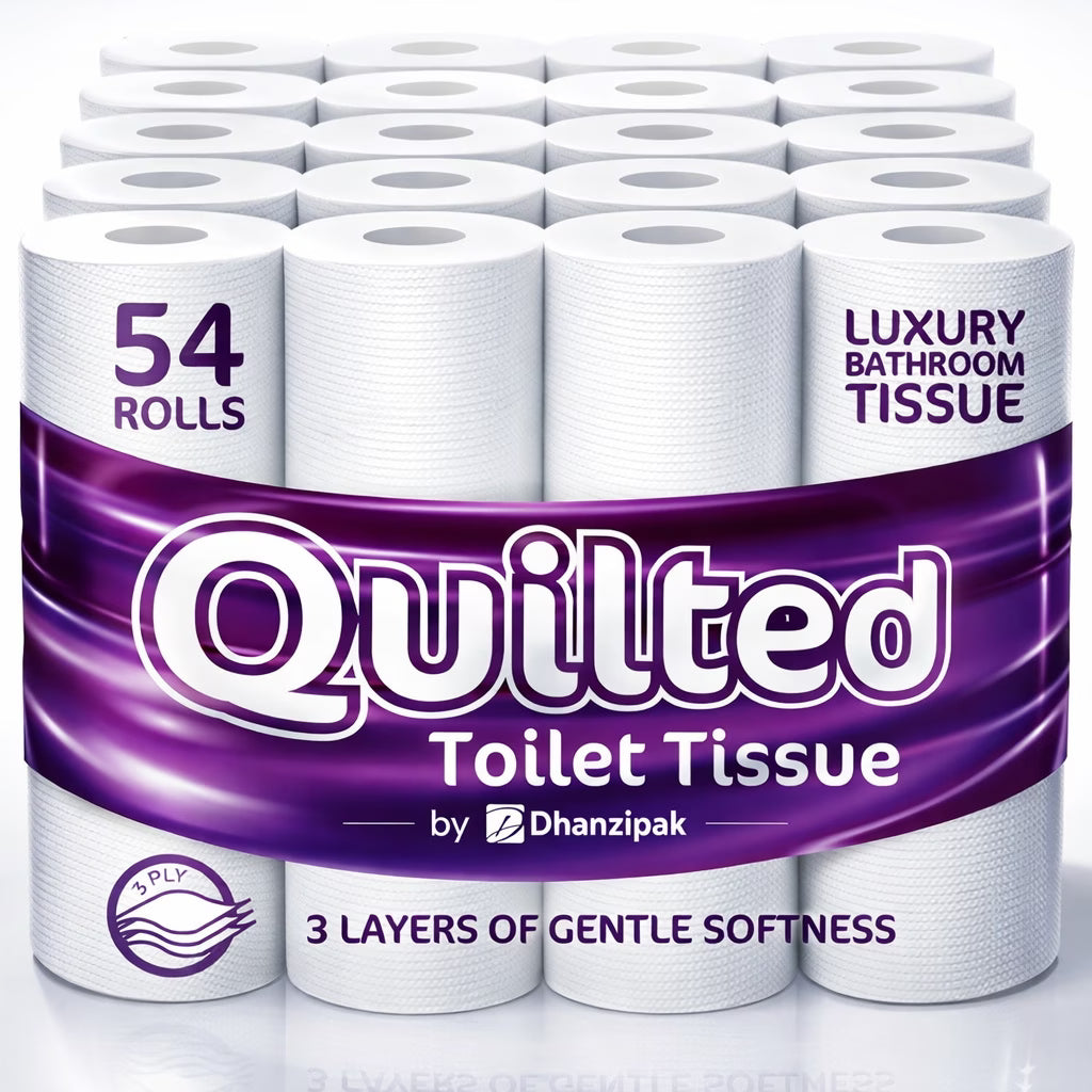54 Rolls Premium 3-Ply Quilted Toilet Paper – Soft, Strong & Highly Absorbent